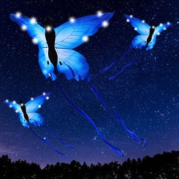 XXL KITE Butterfly BLUE Светящийся светодиод 150см