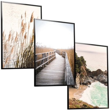 30x40 ZESTAW OBRAZY W RAMIE PLAKATY RAMKA MOST MORZE TRAWA PAMPAS BOHO