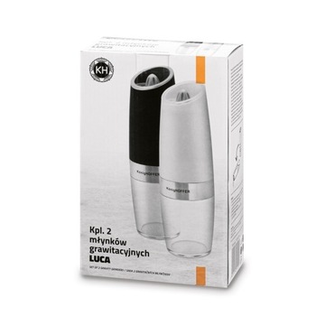 Мельница для перца и соли комплект белый и черный ЭЛЕКТРИЧЕСКИЙ Konighoffer Luca