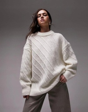 Topshop NG7 ipj kremowy dzianinowy sweter oversize XS