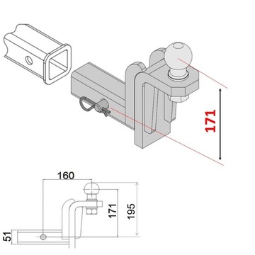 Hak Holowniczy USA 51x51mm (+171 mm) do Ford Super Duty II 2008-2010