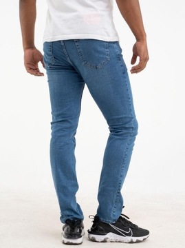 SPODNIE MĘSKIE JEANSOWE DENIM PL MODNE Mustache Slim 4956-01 Niebieskie 31