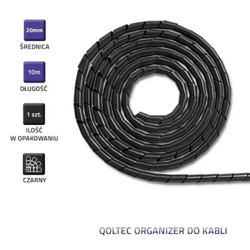 Кабельный органайзер Qoltec 20мм 10м Черный
