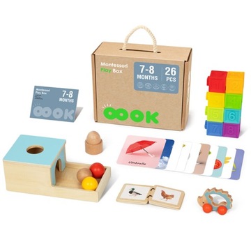 BOX PUDEŁKO XXL MONTESSORI EDUKACYJNE 7w1 SENSORYCZNE 7-8 MIES TOOKY TOY