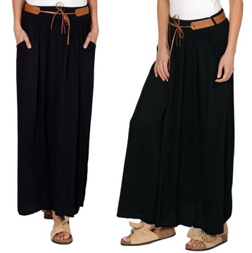 Модная женская летняя воздушная юбка МАКСИ с карманами, черная