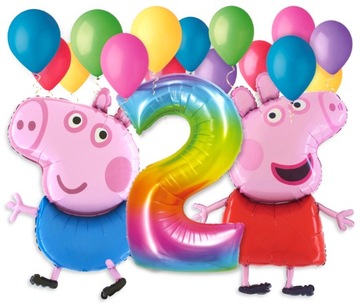 Zestaw Świnka Peppa George balony na 2 Urodziny