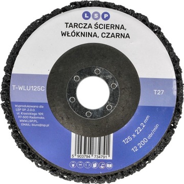 Абразивный диск для удаления ржавчины INOX METAL на флизелине черный волос 125