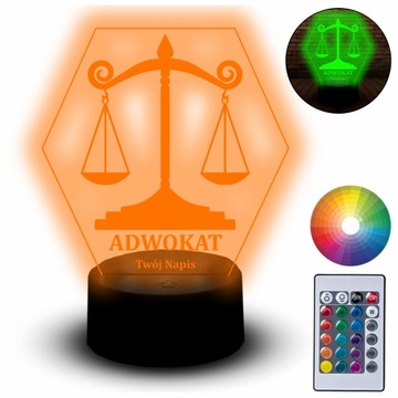 Lampka Led Na Biurko Statuetka 3D Zawód Adwokat Sąd Dla Adwokata Praca