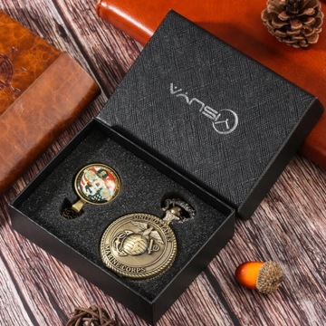 Retro Quartz Pocket Watch U.S. Veterans Memorial Collection Gifts Set for