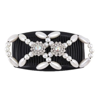 Koraliki Grzebienie do włosów Narzędzie do robienia koków Spinki do włosów z koralików Modne włosy Biały kwiat