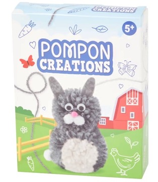 Stwórz własnego zwierzaka z pomponów, POMPON DIY królik