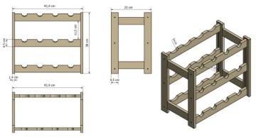 Винная стойка деревянная стойка для бутылок 12-бутылочная винная стойка PINE EKO