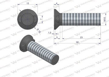 Винт плуг двусторонний 10x30 GRUBER WARYŃSKI 25x