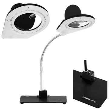 LAMPKA BIURKOWA LED BEZCIENIOWA ZE SZKŁEM POWIĘKSZAJĄCYM 5X/10X I UCHWYTEM