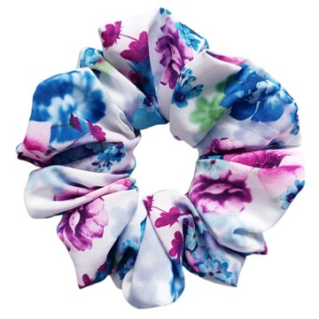Gumka do włosów - scrunchie rozmiar L - kwiaty