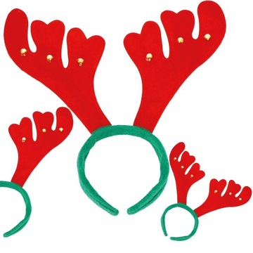 OPASKA ŚWIĄTECZNA ROGI RENIFERA Z DZWONECZKAMI MIKOŁAJKI ŚWIĘTA NA GŁOWĘ