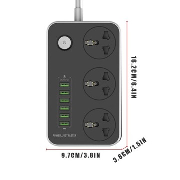 6 USB-универсальный удлинитель для настольного удлинителя для домашнего офиса P