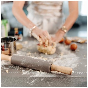 СИЛИКОНОВАЯ ДОСКА 70x50см XXL БОЛЬШАЯ, НЕСКОЛЬЗЯЩАЯ + КАТАЮЩИЙСЯ РОЛИК 38см