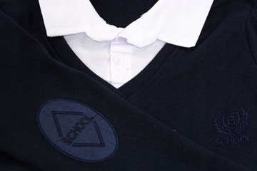 КАРДИГАН-РУБАШКА 2в1 СВИТЕР БЕЛЫЙ ТЕМНО-СИНИЙ 5/6 H800C