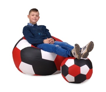 Trójkolorowa PUFA PIŁKA FOTEL 80cm+ Podnóżek EGATO