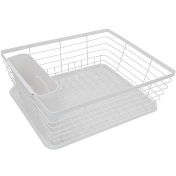 БЕЛАЯ ПОДСТАВКА ДЛЯ СУШКИ ПОСУДЫ С ПОДДОНОМ