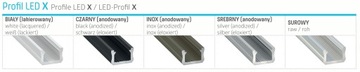 PROFIL DO LED ZŁOTY 3M TYP X 12mm WĄSKI, NISKI + KLOSZ PVC
