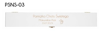 БЕЛАЯ ДЕРЕВЯННАЯ КОРОБКА ДЛЯ КРЕСТИТЕЛЬНОЙ СВЕЧИ С ГРАВИРОВКОЙ