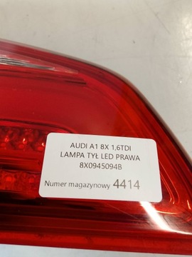 AUDI A1 8X 10-15 SVĚTLO ZADNÍ PRAVÁ LED 8X0945094B