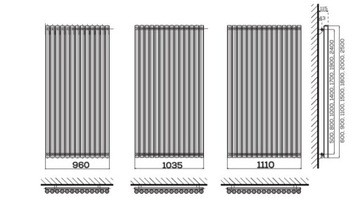 маленький комнатный радиатор Wulkan 110 x 29 белый, 7016