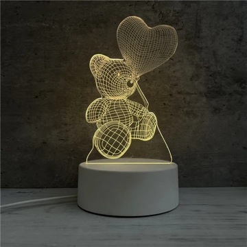 Lampa 3D akrylowa USB LED lampka nocna prezent wal