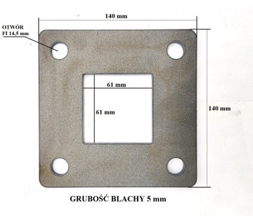 blacha 5 mm do montażu słupka 60 X 60 balustrada