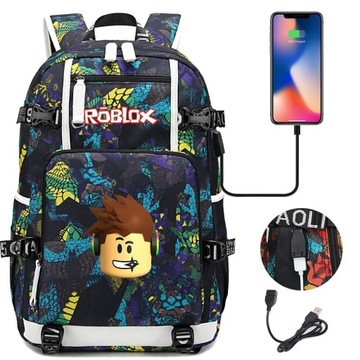 ВОДОНЕПРОНИЦАЕМЫЙ ШКОЛЬНЫЙ РЮКЗАК ROBLOX USB НОВЫЙ