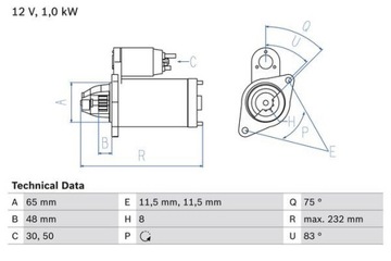 STARTÉR 0 986 023 470 BOSCH SUBARU FORESTER