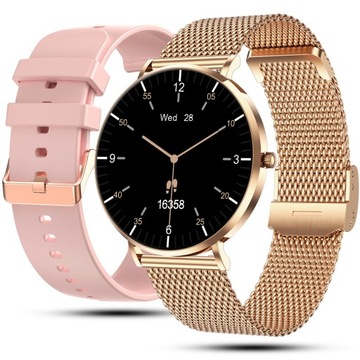 SMARTWATCH ZEGAREK DAMSKI POLSKIE MENU ROZMOWY CIŚNIENIE TĘTNO AMOLED SLIM