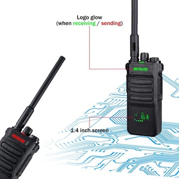 Retevis RT86 Walkie Talkie Long Distance ze Słuchawkami, 2600mAh Radio