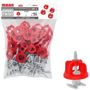 System poziomowania płytek TWIST 1,5mm 100+50 szt