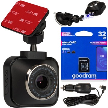 KAMERA SAMOCHODOWA FULL HD WIDEOREJESTRATOR JAZDY 2x UCHWYT ZESTAW 32GB