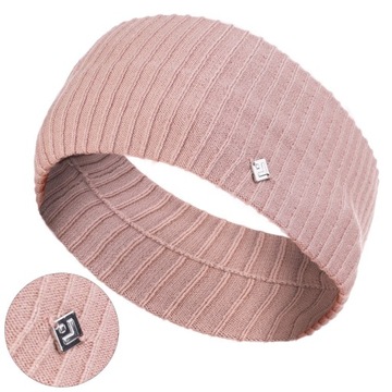 BEŻOWA OPASKA NA GŁOWĘ DAMSKA NA USZY W PRĄŻEK MODNY KOLOR MORAJ R.UNI