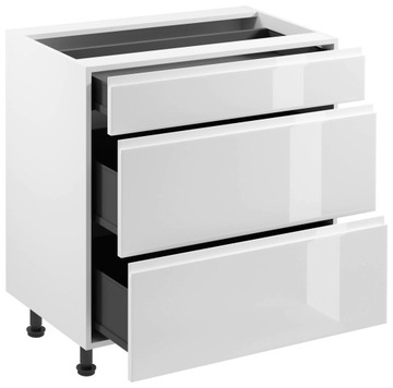 Напольный шкаф 80 с ящиками ASPEN D80S3 Ручка НАПРАВЛЯЮЩИЕ с металлическим ящиком