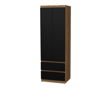 SZAFA GARDEROBA 60cm dąb pradawny+ czarne fronty