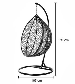 ПОДВЕСНОЙ САДОВЫЙ СТУЛ COCOON БОЛЬШАЯ КОРФУ КОРФУ, КОРИЧНЕВЫЙ, ЧЕРНАЯ ПОДУШКА