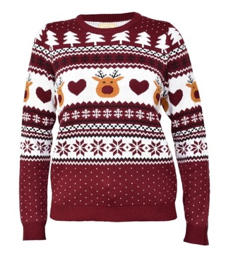 Sweter świąteczny z lampkami LED i reniferami M