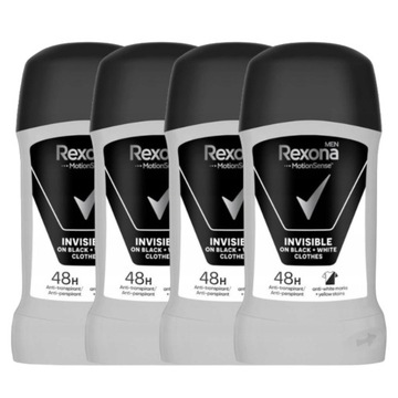 Rexona Men Invisible Black + White палочка против белых пятен НАБОР x4