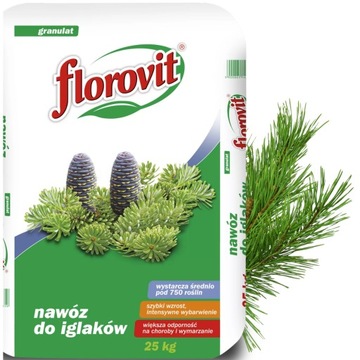 Nawóz do iglaków Florovit 25kg roślin iglastych THUJ TUJI TUJ CIS MODRZEW