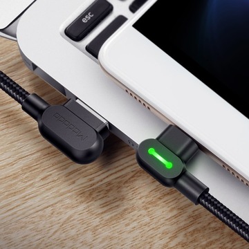 MCDODO УГОЛ 90° КАБЕЛЬ USB-C БЫСТРАЯ ЗАРЯДКА ДВУХСТОРОННИЙ USB ТИПА C С LED-подсветкой