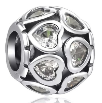 CHARMS KORALIK DO BRANSOLETKI MODUŁOWEJ SREBRO 925 SERCA,LOVE