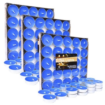 PODGRZEWACZE TEALIGHTY BEZZAPACHOWE ŚWIECZKI TEALIGHT ZESTAW 3 x 50szt BLUE