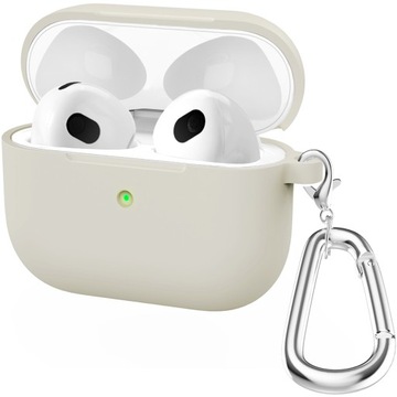 ETUI SILIKONOWE DO APPLE AIRPODS PRO 1 COVER CASE KARABIŃCZYK - BEIGE