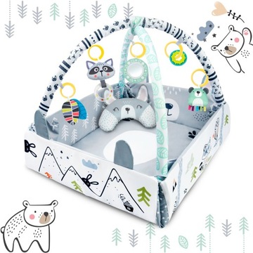 БОЛЬШОЙ ОБРАЗОВАТЕЛЬНЫЙ ИНТЕРАКТИВНЫЙ КОВРИК ДЛЯ ДЕТЕЙ RICOKIDS СЕРЫЙ С ПОДУШКОЙ