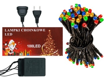 LAMPKI CHOINKOWE LED WEWNĘTRZNE KOLOROWE POJEDYŃCZE 100 LEDÓW + GNIAZDO